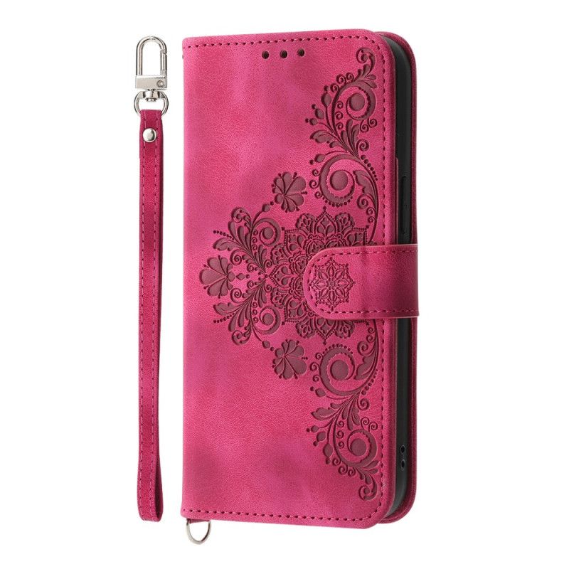 Etui Folio Xiaomi 15 Ultra Kwiatowy Wzór Z Paskiem I Paskiem Na Ramię Etui Ochronne