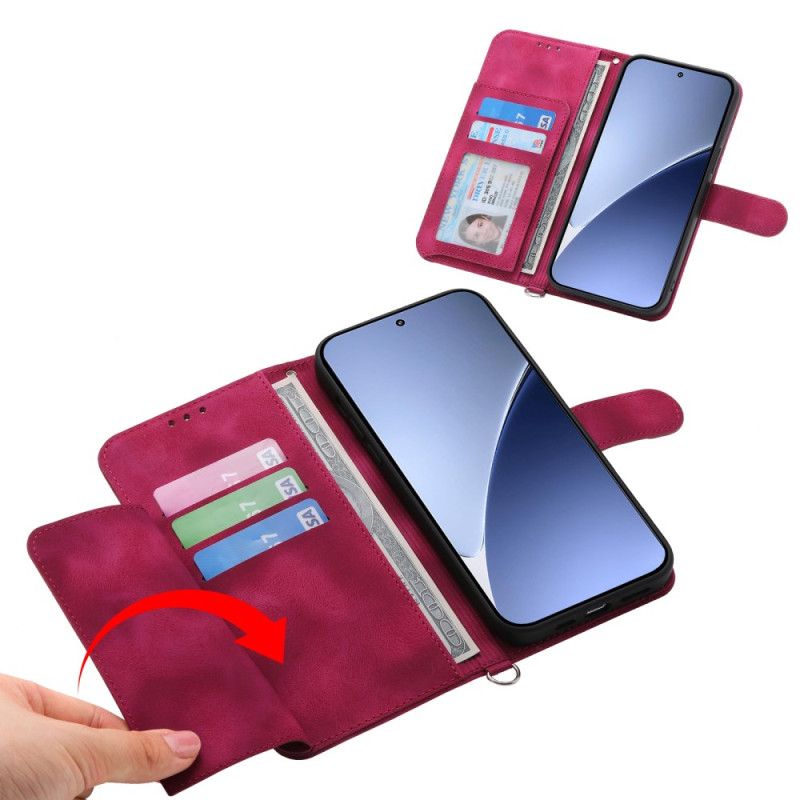 Etui Folio Xiaomi 15 Ultra Kwiatowy Wzór Z Paskiem I Paskiem Na Ramię Etui Ochronne