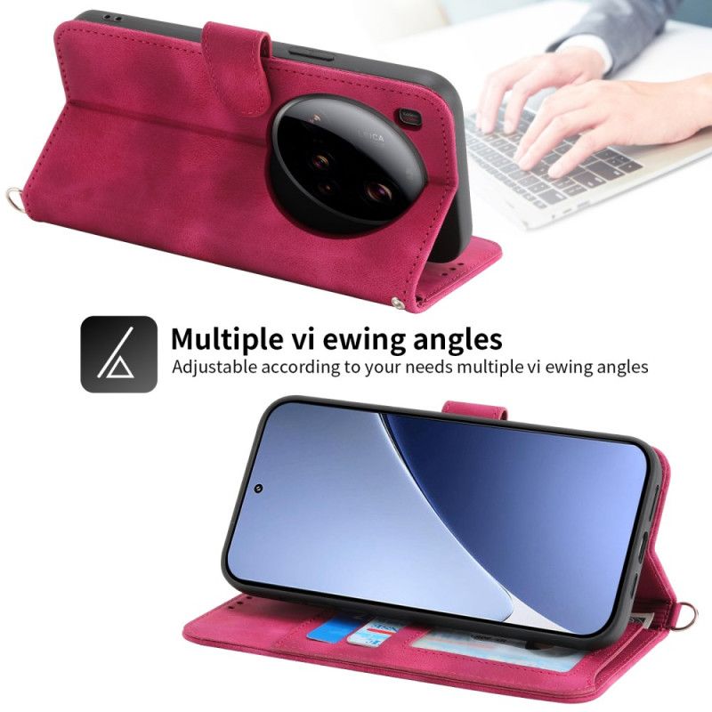 Etui Folio Xiaomi 15 Ultra Kwiatowy Wzór Z Paskiem I Paskiem Na Ramię Etui Ochronne