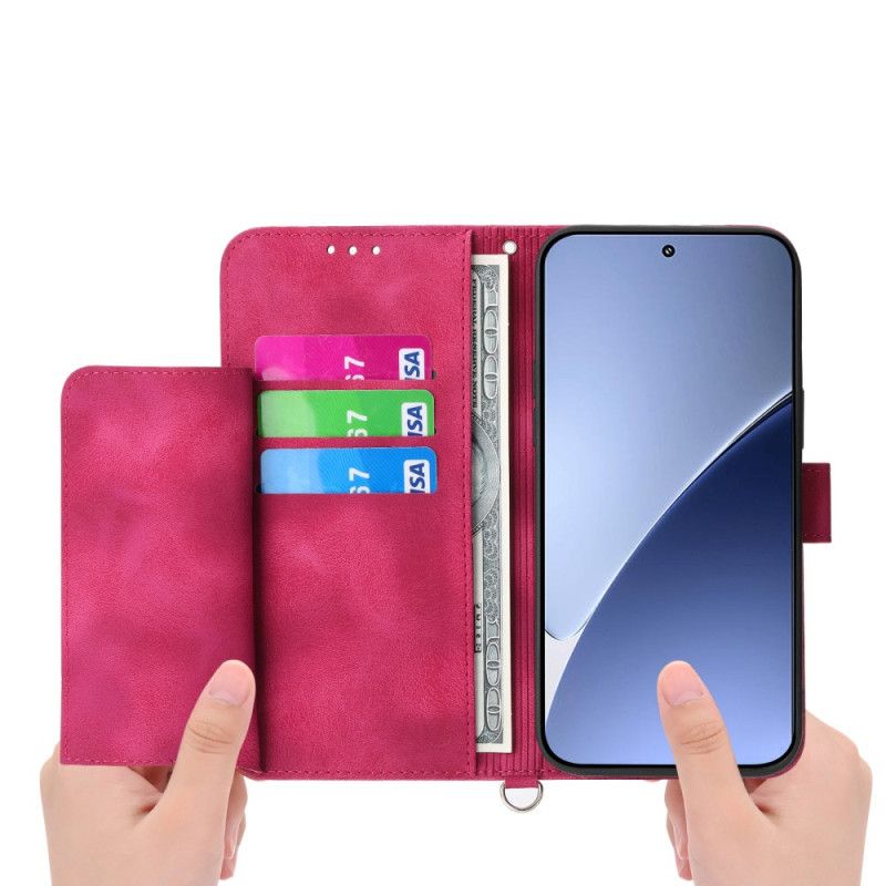 Etui Folio Xiaomi 15 Ultra Kwiatowy Wzór Z Paskiem I Paskiem Na Ramię Etui Ochronne