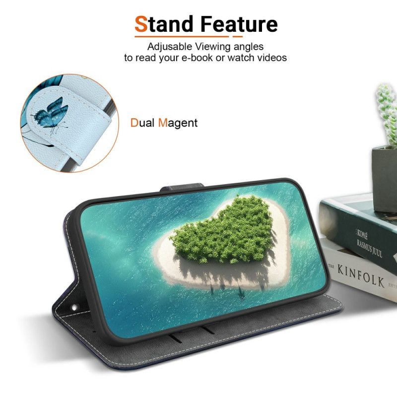 Etui Folio Xiaomi 15 Ultra Niebieski Motyl I Kwiaty Etui Ochronne