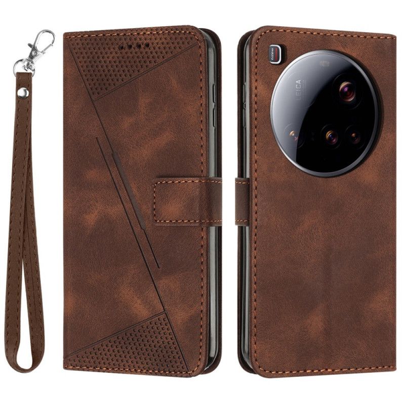 Etui Folio Xiaomi 15 Ultra Pasek Z Geometrycznymi Liniami Etui Ochronne