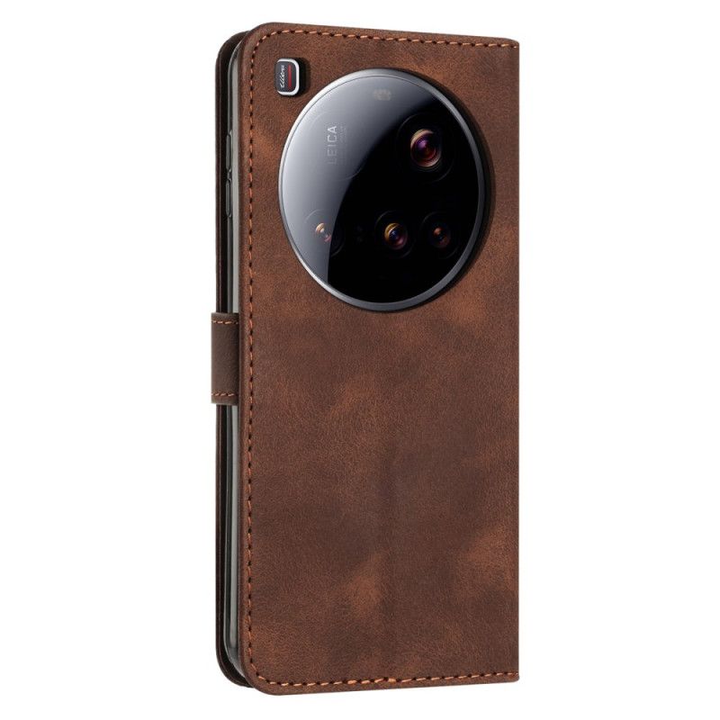 Etui Folio Xiaomi 15 Ultra Pasek Z Geometrycznymi Liniami Etui Ochronne