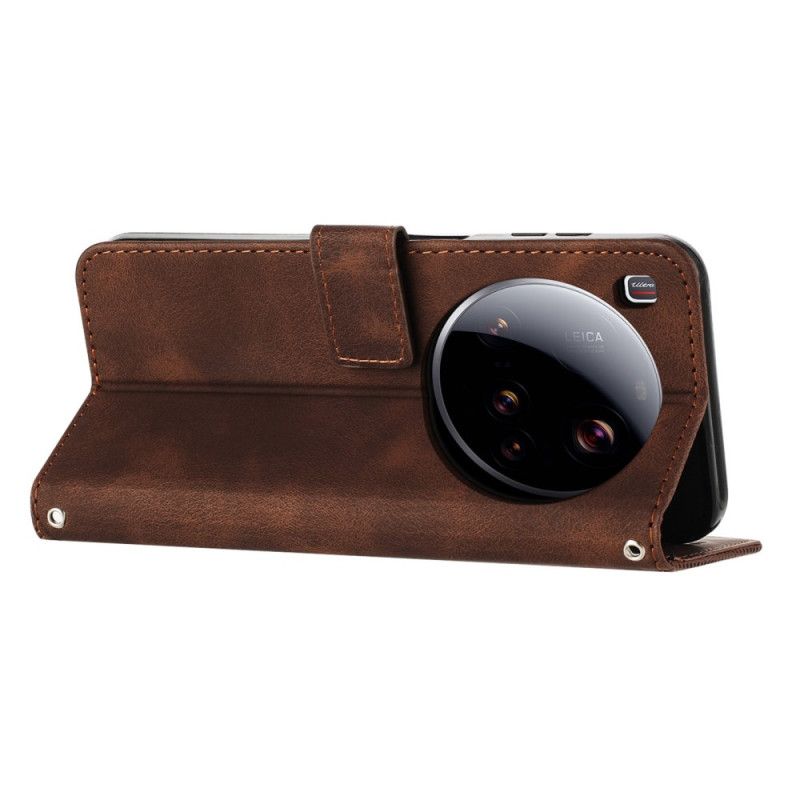 Etui Folio Xiaomi 15 Ultra Pasek Z Geometrycznymi Liniami Etui Ochronne