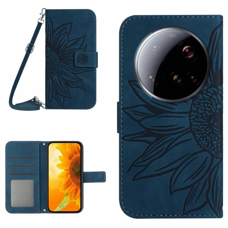 Etui Folio Xiaomi 15 Ultra Torba Na Ramię Z Nadrukiem Słonecznika Etui Ochronne