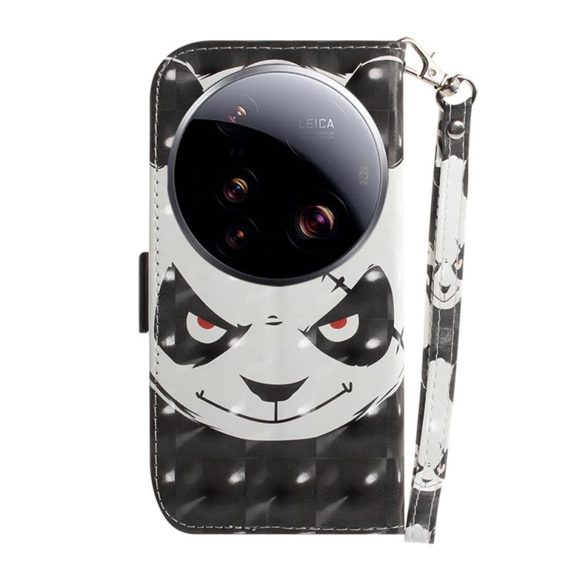 Etui Folio Xiaomi 15 Ultra Wściekła Panda Ze Smyczką