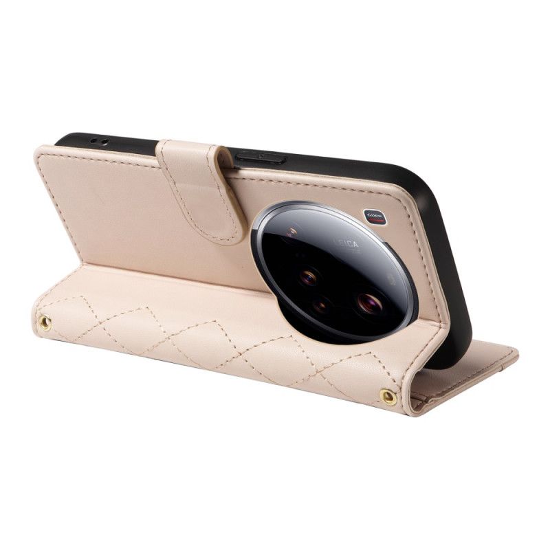 Etui Folio Xiaomi 15 Ultra Wyściełana Z Paskiem I Paskiem Na Ramię