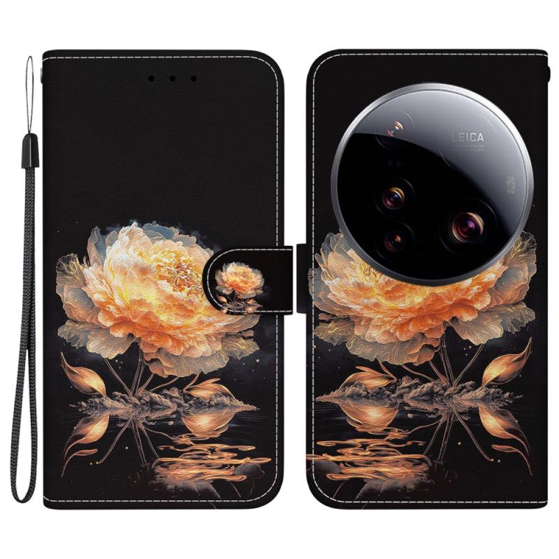 Etui Folio Xiaomi 15 Ultra Złota Piwonia Etui Ochronne