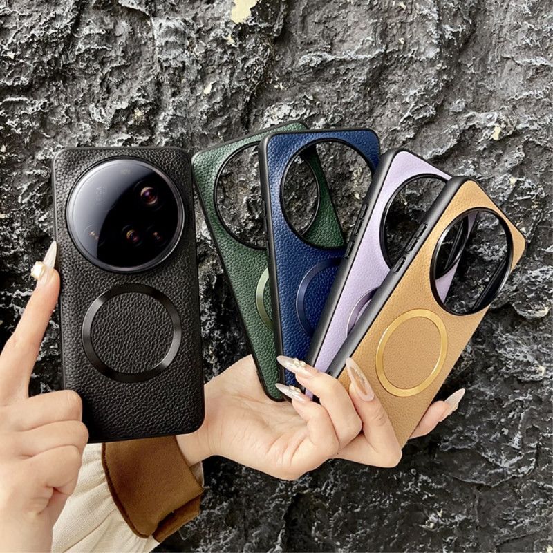 Etui Xiaomi 15 Ultra Kompatybilny Z Magsafe Lychee Leather Effect