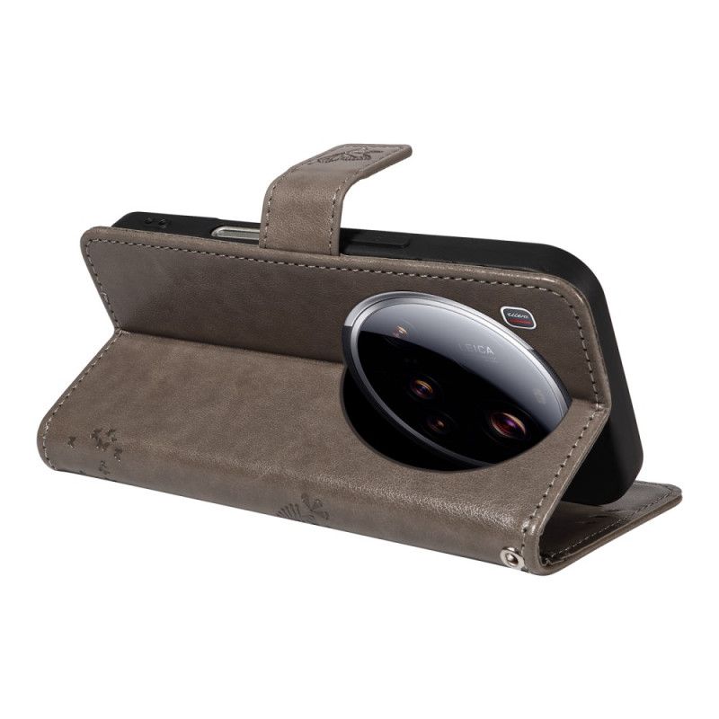 Skórzany Futerał Xiaomi 15 Ultra Etui Na Telefon Drzewko Dla Kota