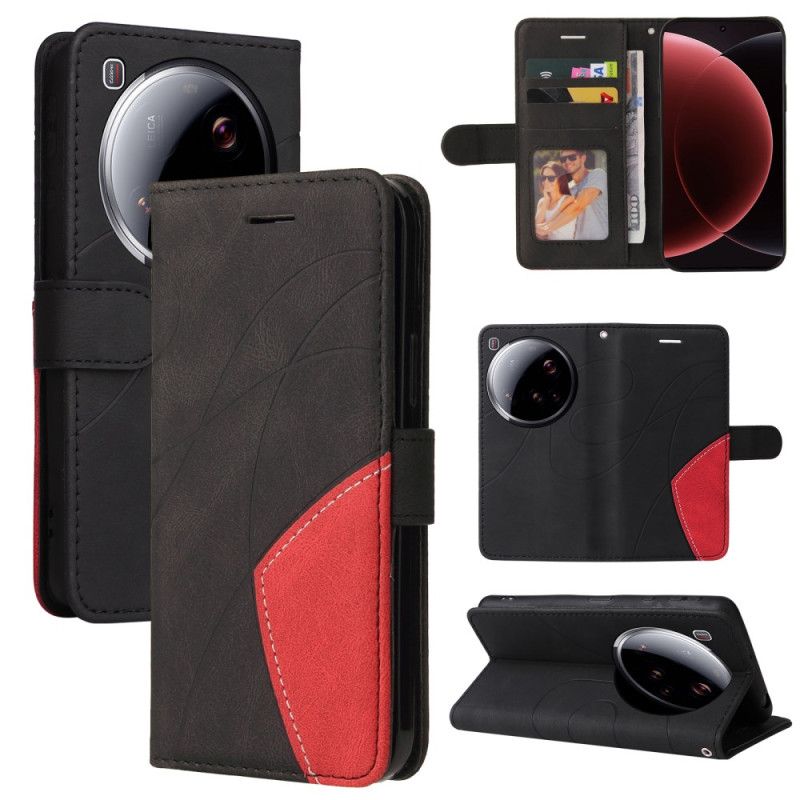 Skórzany Futerał Xiaomi 15 Ultra Etui Na Telefon Dwukolorowe Faliste Linie