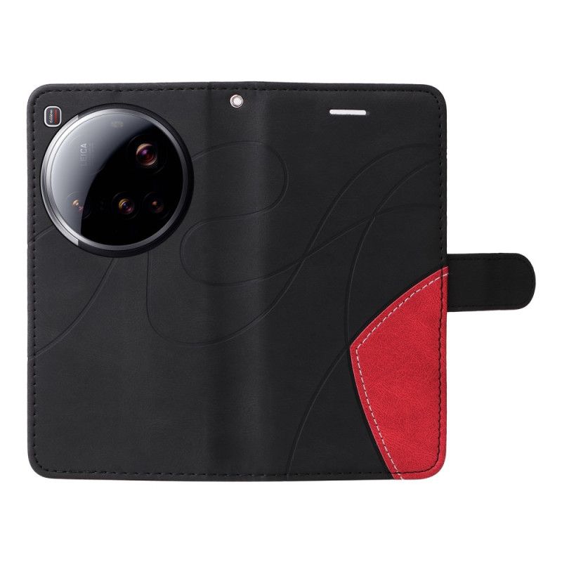 Skórzany Futerał Xiaomi 15 Ultra Etui Na Telefon Dwukolorowe Faliste Linie