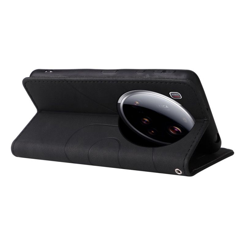 Skórzany Futerał Xiaomi 15 Ultra Etui Na Telefon Dwukolorowe Faliste Linie