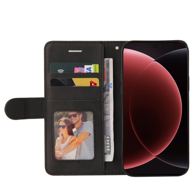 Skórzany Futerał Xiaomi 15 Ultra Etui Na Telefon Dwukolorowe Faliste Linie