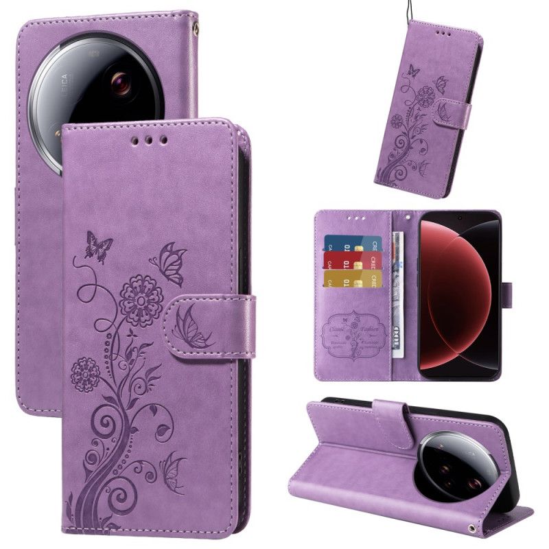 Skórzany Futerał Xiaomi 15 Ultra Etui Na Telefon Kwiatowy