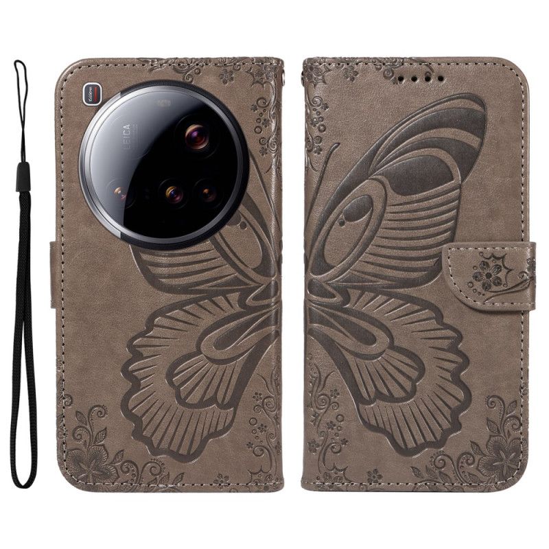 Skórzany Futerał Xiaomi 15 Ultra Etui Na Telefon Wzór Motyla