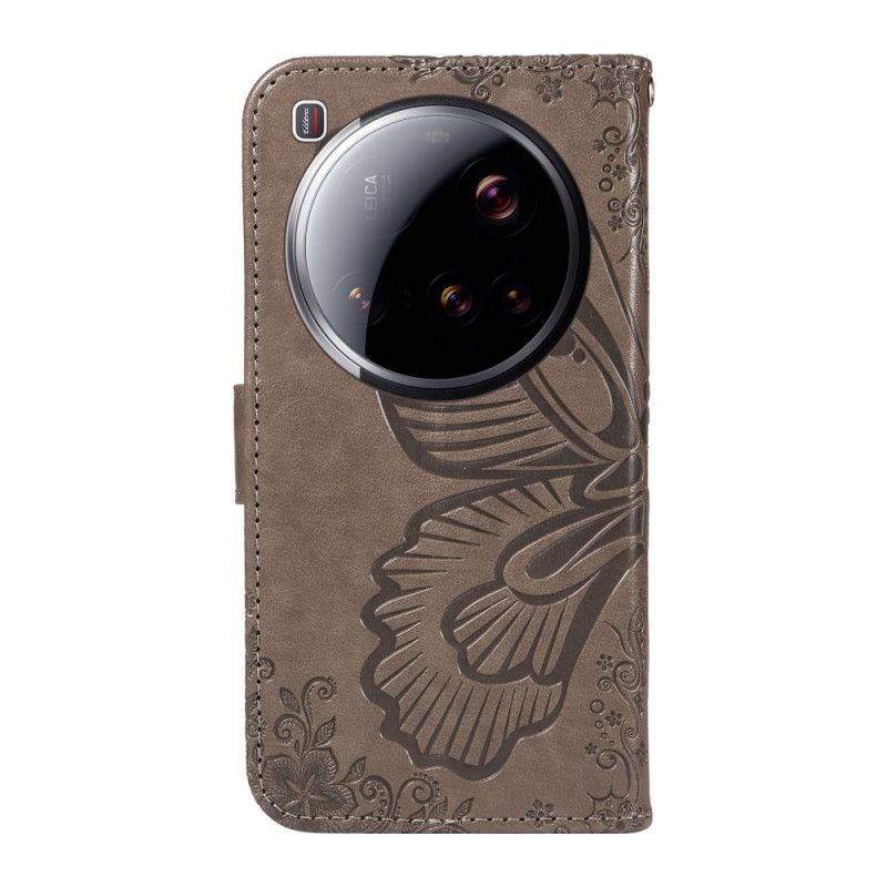 Skórzany Futerał Xiaomi 15 Ultra Etui Na Telefon Wzór Motyla