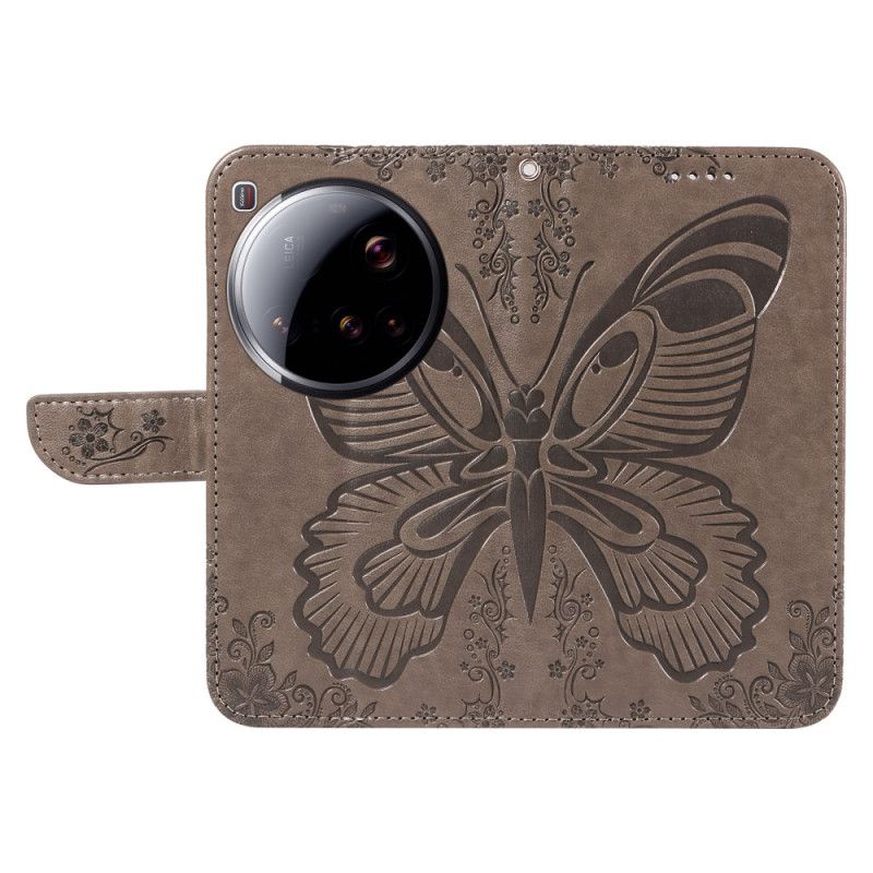 Skórzany Futerał Xiaomi 15 Ultra Etui Na Telefon Wzór Motyla