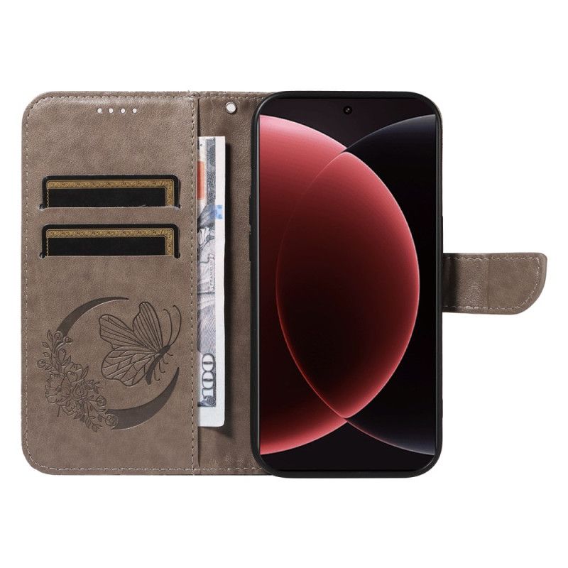 Skórzany Futerał Xiaomi 15 Ultra Etui Na Telefon Wzór Motyla