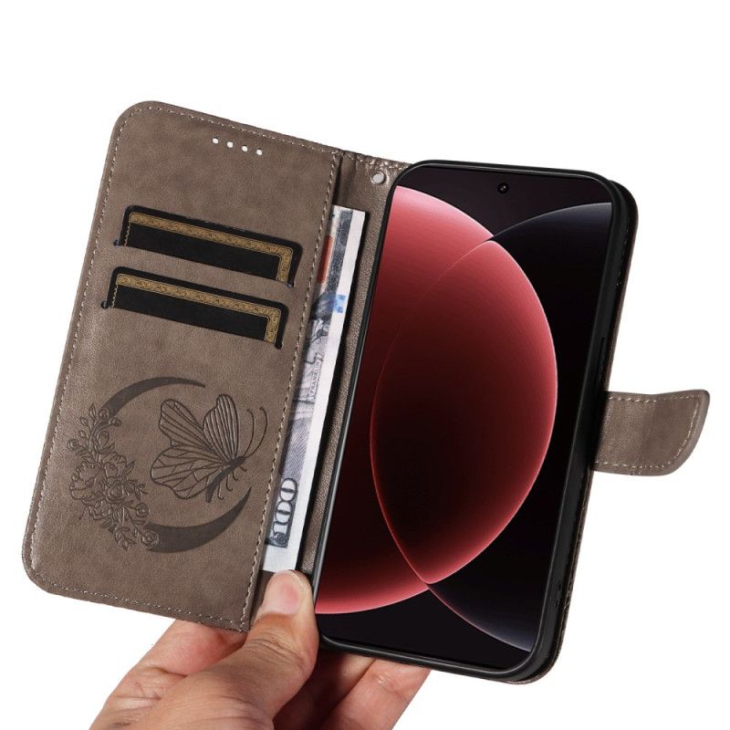 Skórzany Futerał Xiaomi 15 Ultra Etui Na Telefon Wzór Motyla