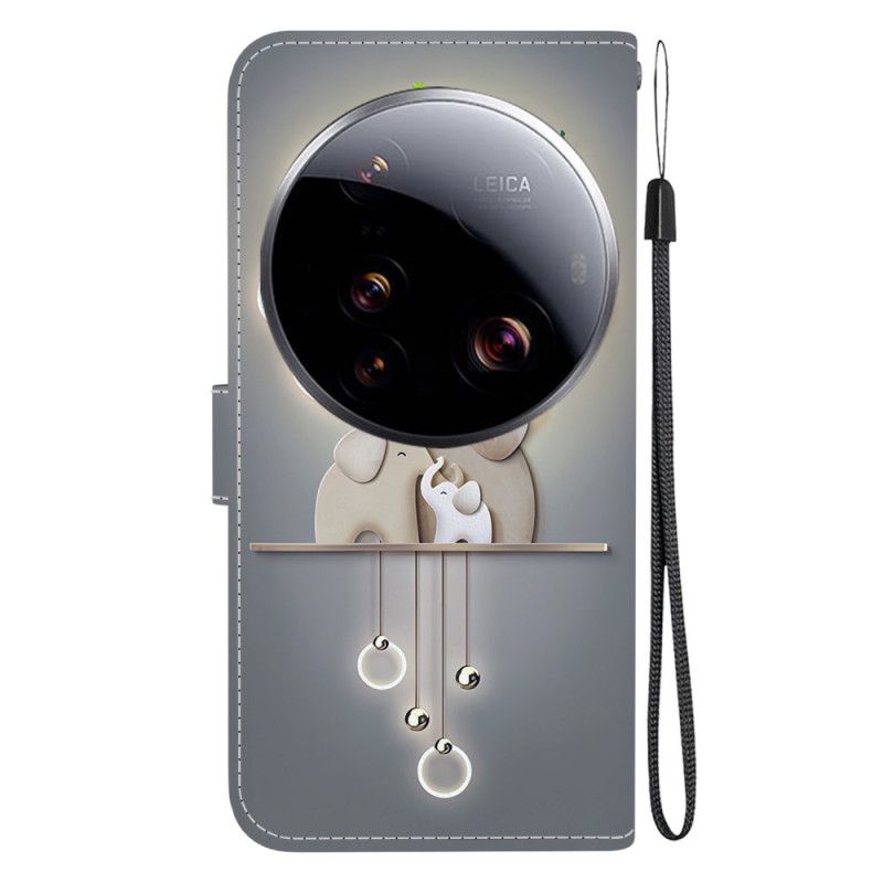 Skórzany Futerał Xiaomi 15 Ultra Etui Na Telefon Wzór Słonia