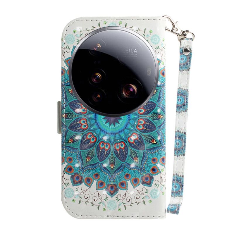 Skórzany Futerał Xiaomi 15 Ultra Etui Na Telefon Zielona Mandala Ze Smyczką