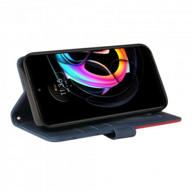 Skórzany Futerał Motorola Edge 20 Lite Etui Na Telefon Podpis Dwukolorowa Sztuczna Skóra