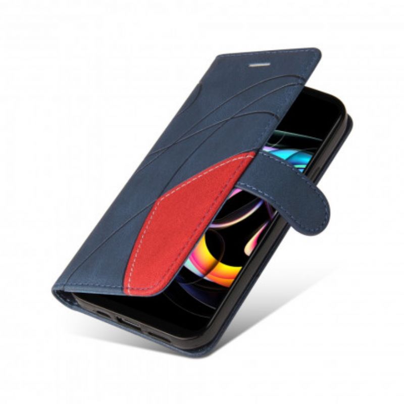 Skórzany Futerał Motorola Edge 20 Lite Etui Na Telefon Podpis Dwukolorowa Sztuczna Skóra