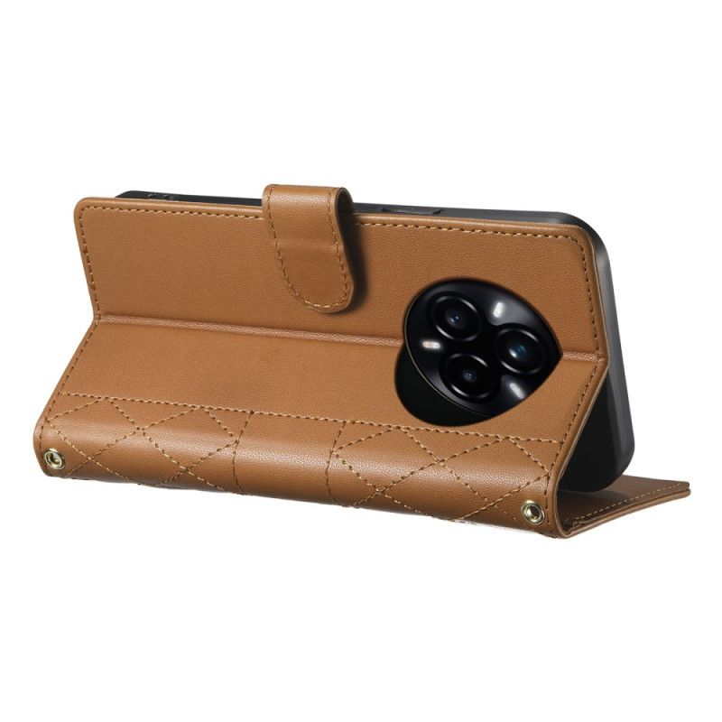 Etui Folio Realme 14 Pro Plus 5g Pikowany Z Paskiem I Paskiem Na Ramię Etui Ochronne