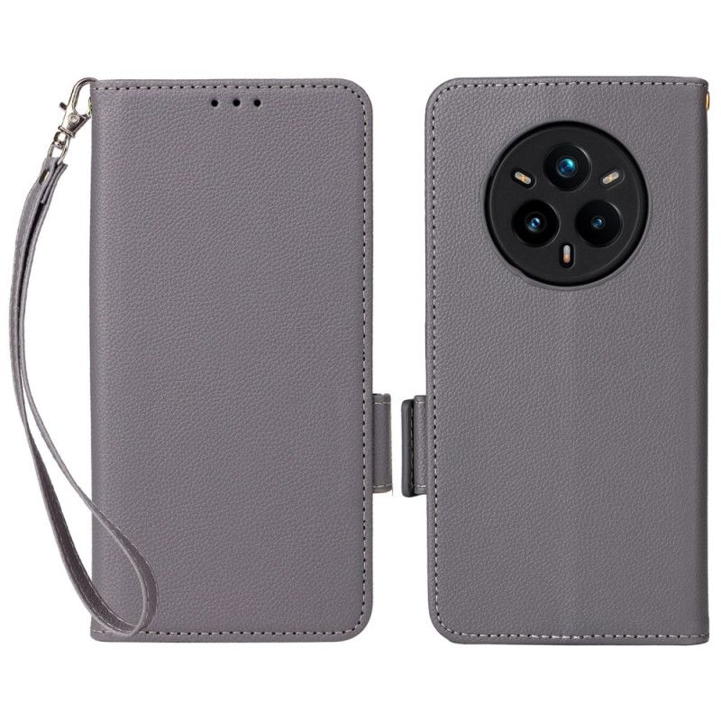 Etui Folio Realme 14 Pro Plus 5g Skóra Syntetyczna Lychee Z Paskiem