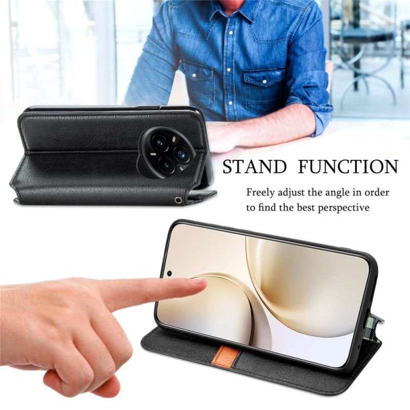 Flip Kotelot Realme 14 Pro Plus 5g Vintage Design Z Efektem Zamszu