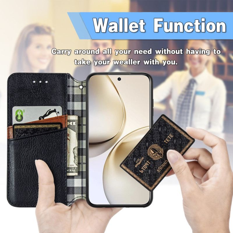 Flip Kotelot Realme 14 Pro Plus 5g Vintage Design Z Efektem Zamszu