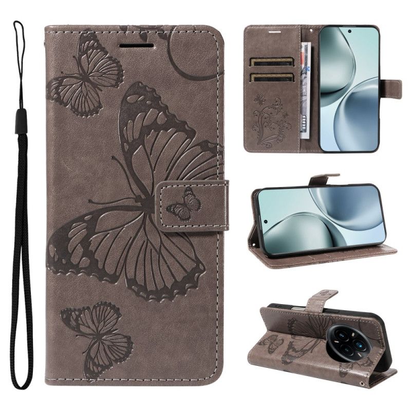Skórzany Futerał Realme 14 Pro Plus 5g Etui Na Telefon Gigantyczne Motyle