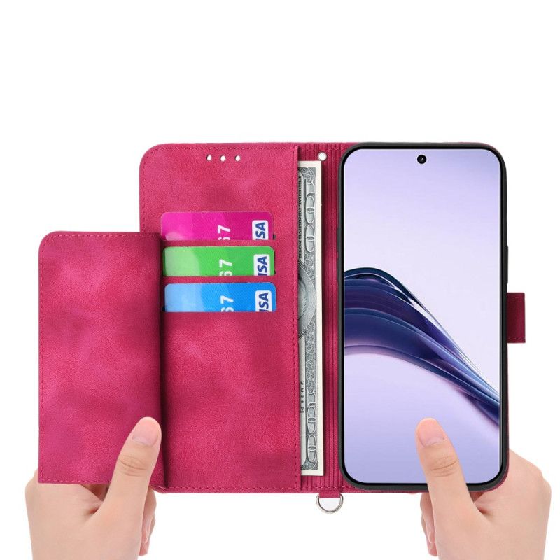 Skórzany Futerał Realme 14 Pro Plus 5g Etui Na Telefon Koronkowy Efekt Zamszu Z Paskiem I Paskiem Na Ramię