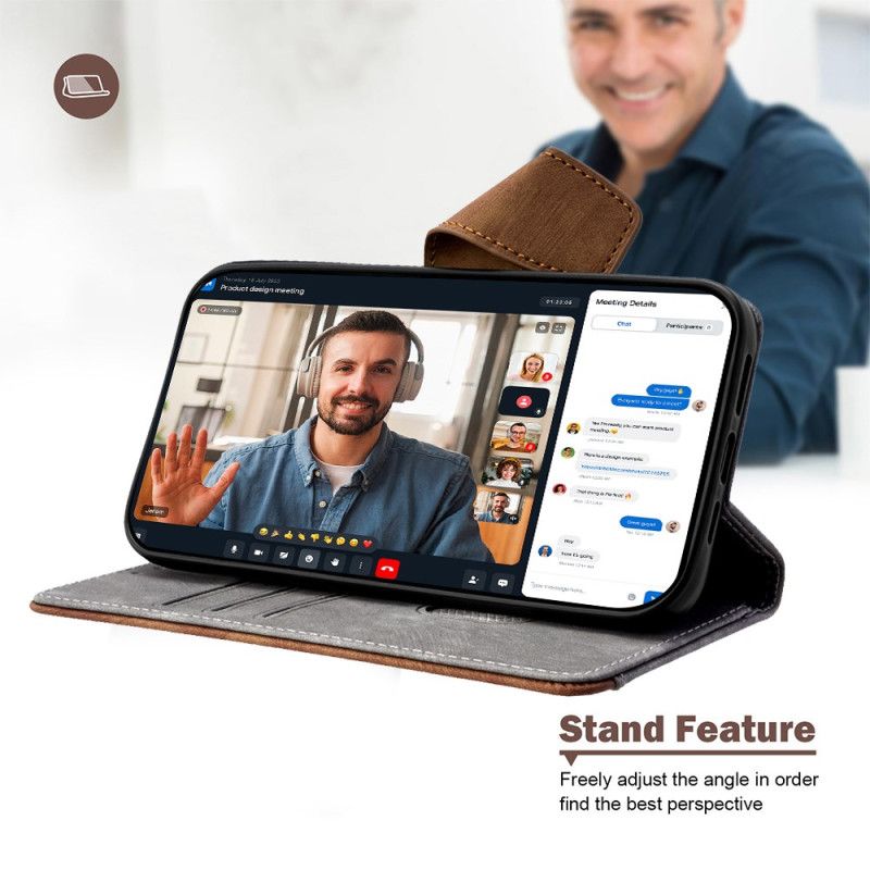 Skórzany Futerał Realme 14 Pro Plus 5g Etui Na Telefon Vintage Design Z Blokadą Rfid