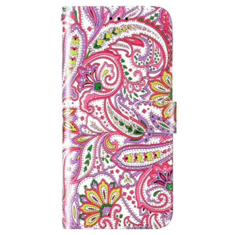 Etui Folio do Xiaomi 12 Lite z Łańcuch Pasiasty Wzór Paisley