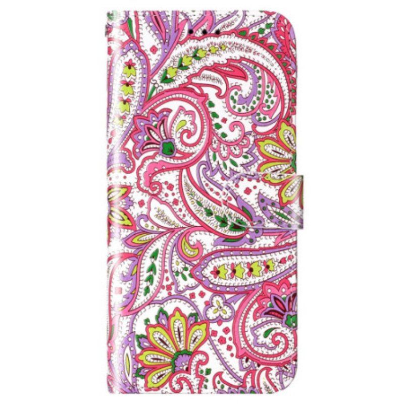 Etui Folio do Xiaomi 12 Lite z Łańcuch Pasiasty Wzór Paisley