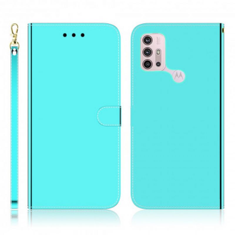 Etui Folio Do Moto G30 / G10 Sztuczna Skórzana Osłona Lusterek