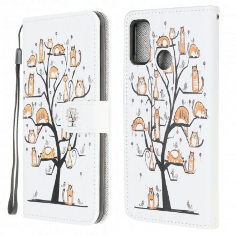 Etui Folio Moto G30 / G10 Funky Cats Strappy