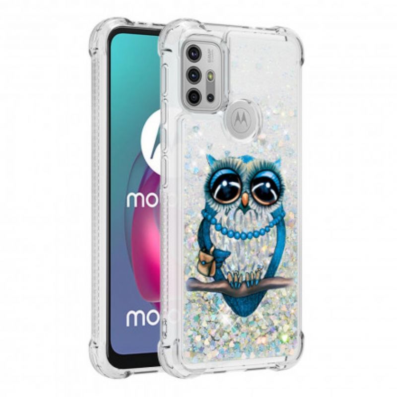 Etui Moto G30 / G10 Panna Brokatowa Sowa Etui Ochronne