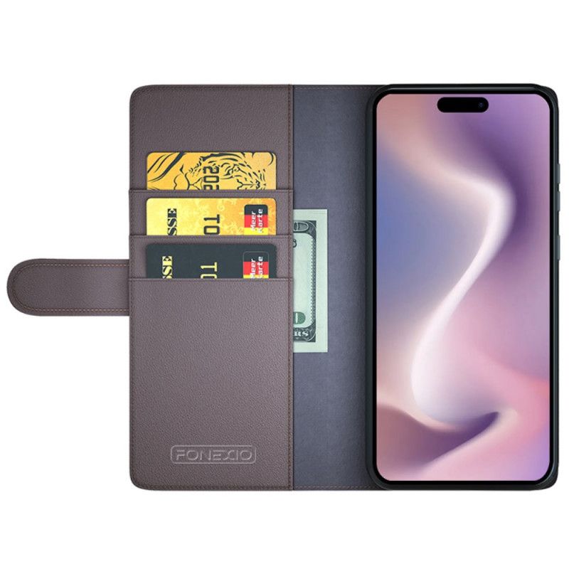 Skórzany Futerał iPhone 16 Etui Na Telefon Prawdziwa Skóra