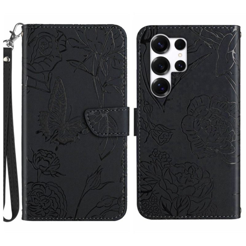 Etui Folio Samsung Galaxy S26 Ultra Pasek Z Nadrukiem Motyla