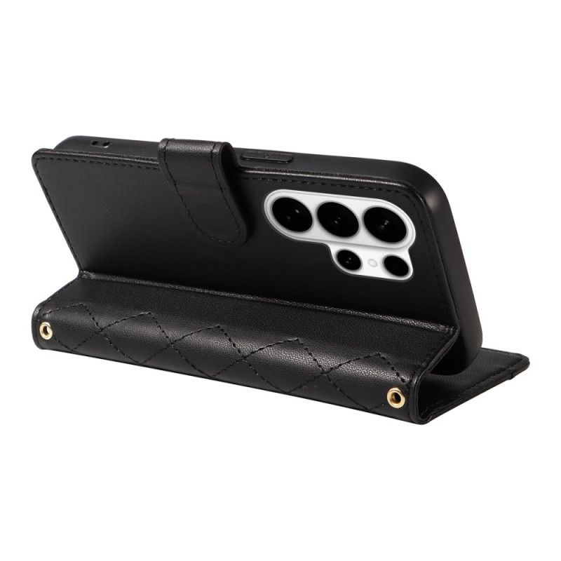 Etui Folio Samsung Galaxy S26 Ultra Pikowane Z Paskiem I Paskiem Na Ramię