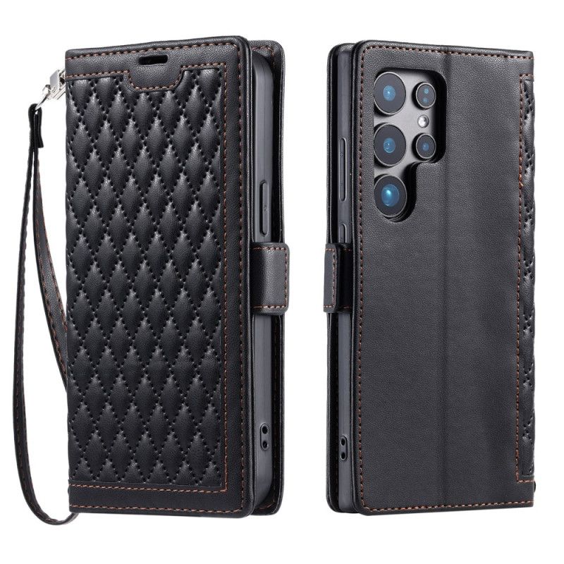 Etui Folio Samsung Galaxy S26 Ultra Pikowany Z Paskiem Etui Ochronne