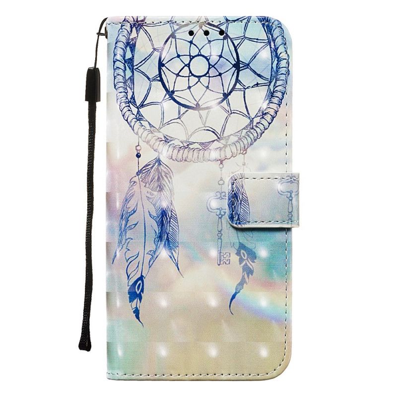 Etui Folio Samsung Galaxy Note 10 Plus Jasnoniebieski Czerwony Akwarela Łapacz Snów Etui Ochronne