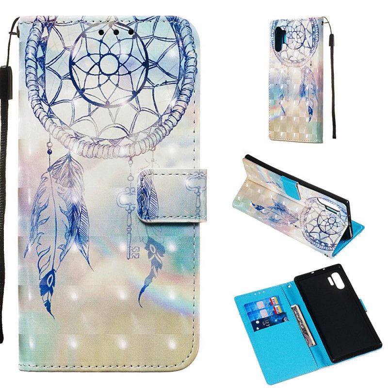 Etui Folio Samsung Galaxy Note 10 Plus Jasnoniebieski Czerwony Akwarela Łapacz Snów Etui Ochronne