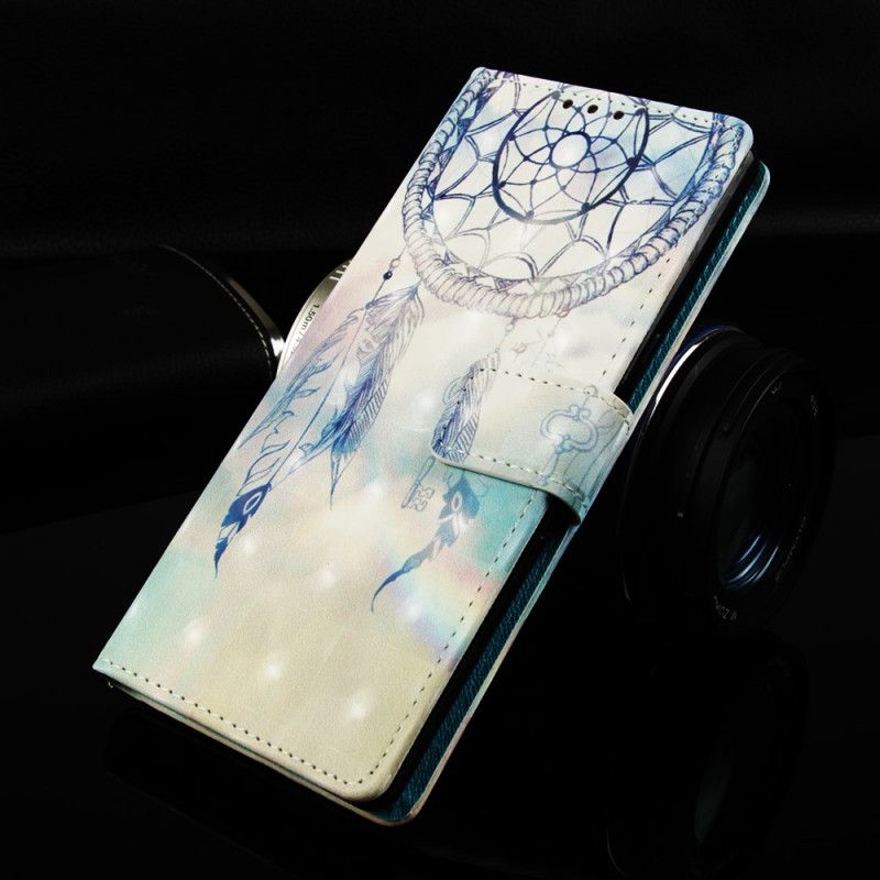 Etui Folio Samsung Galaxy Note 10 Plus Jasnoniebieski Czerwony Akwarela Łapacz Snów Etui Ochronne