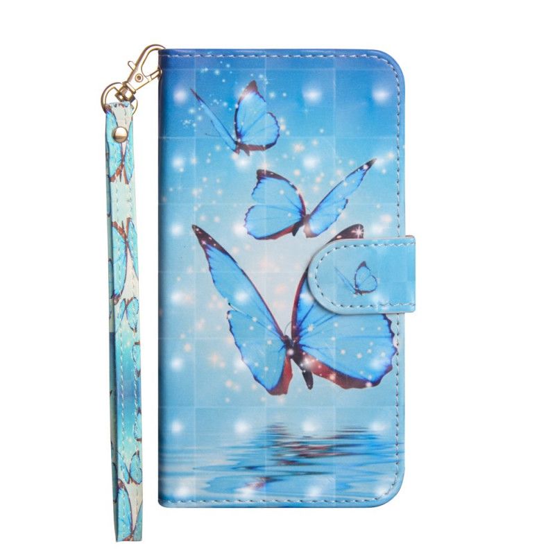 Etui Folio Samsung Galaxy Note 10 Plus Latające Niebieskie Motyle Etui Ochronne