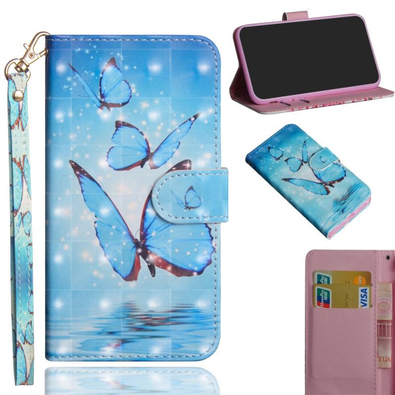 Etui Folio Samsung Galaxy Note 10 Plus Latające Niebieskie Motyle Etui Ochronne