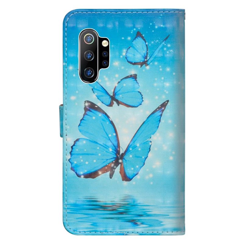 Etui Folio Samsung Galaxy Note 10 Plus Latające Niebieskie Motyle Etui Ochronne